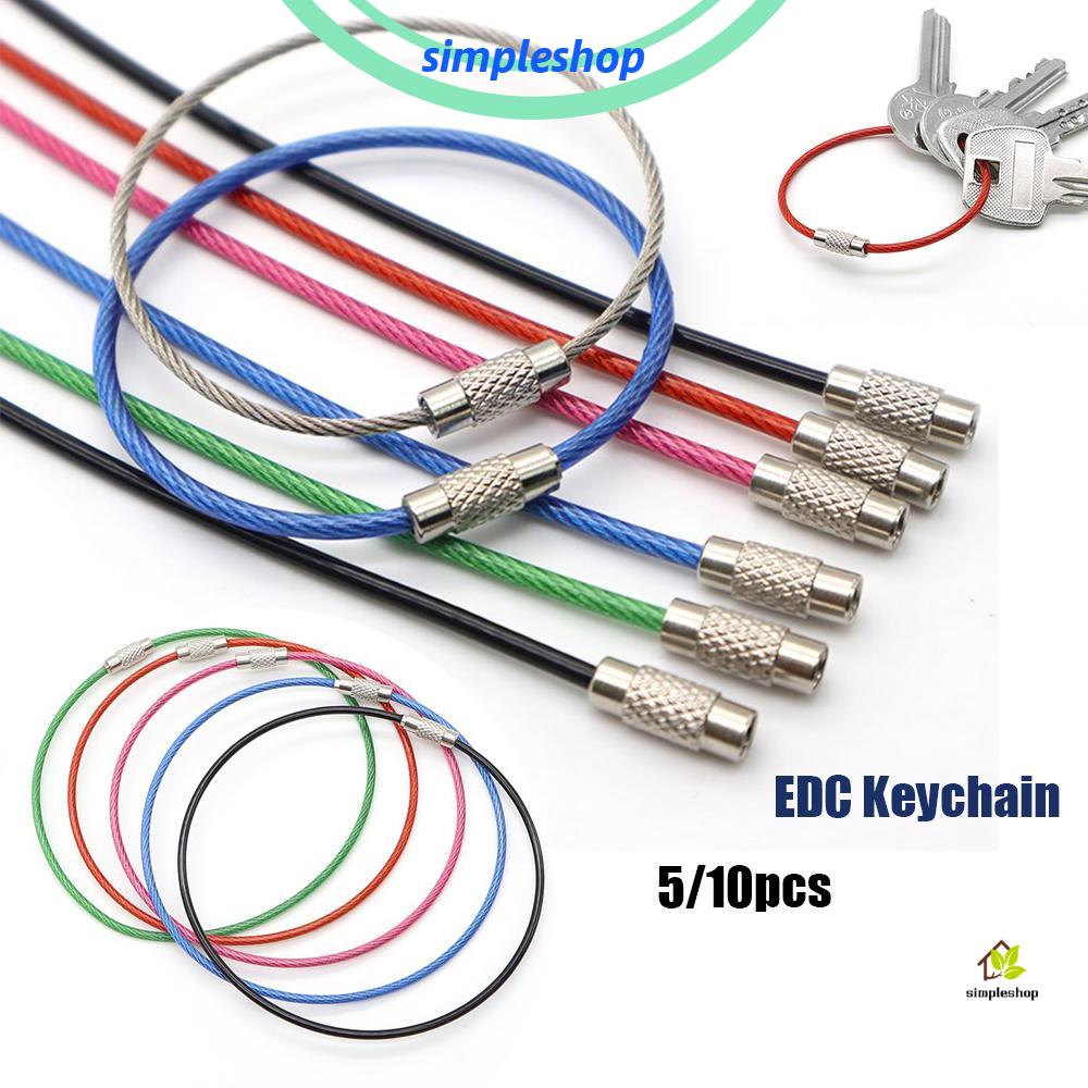 Set 5 / 10 dây cáp làm móc chìa khóa bằng thép không gỉ thiết kế tiện dụng