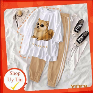 [Hàng Xịn] Set Áo Thun Unisex Tay Lửng Quần Kẻ 3 Sọc, Quần Ulzzang 2 sọc , Quần Bo Gấu