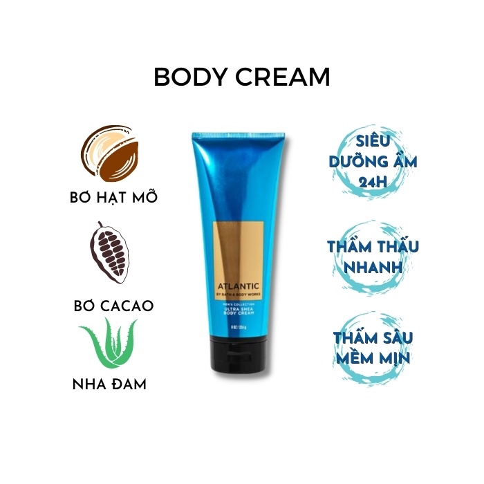 Bộ sản phẩm Sữa tắm gội Xịt thơm toàn thân hương nước hoa cho nam Bath and Body Works – ATLANTIC