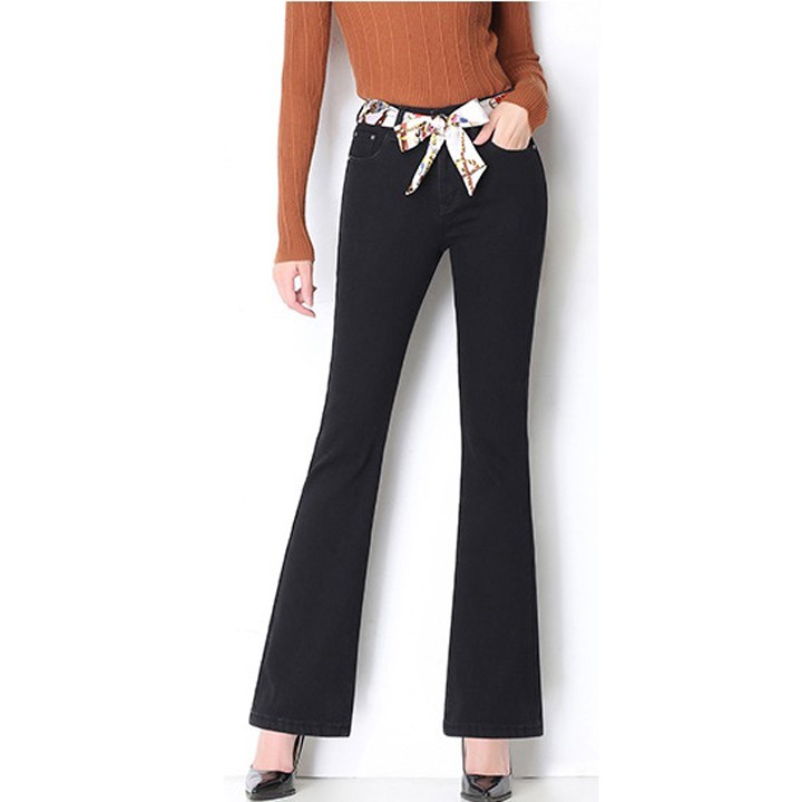 Quần jean nữ ống loe 3 màu vải co giãn hàng chuẩn | BigBuy360 - bigbuy360.vn