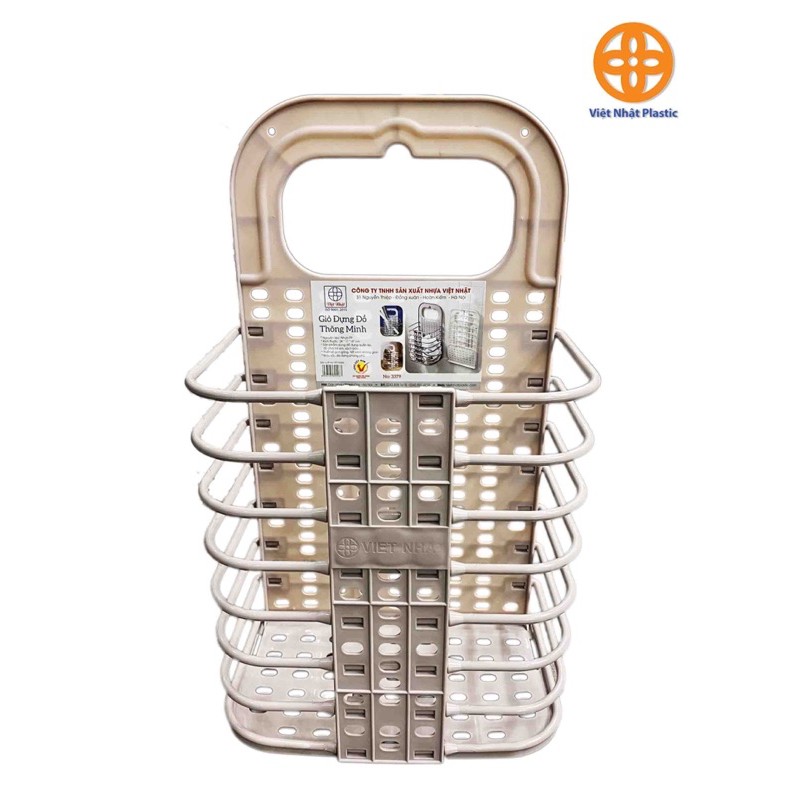 Giỏ treo tường đa năng, gấp gọn Việt Nhật. Giỏ đồ thông minh.(Tặng kèm 01 Móc Dính)3379