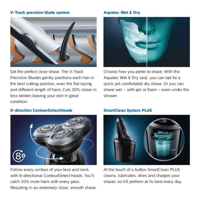 Máy cạo râu khô và ướt cao cấp thương hiệu Philips Norelco S9311/84 - BẢO HÀNH 2 NĂM