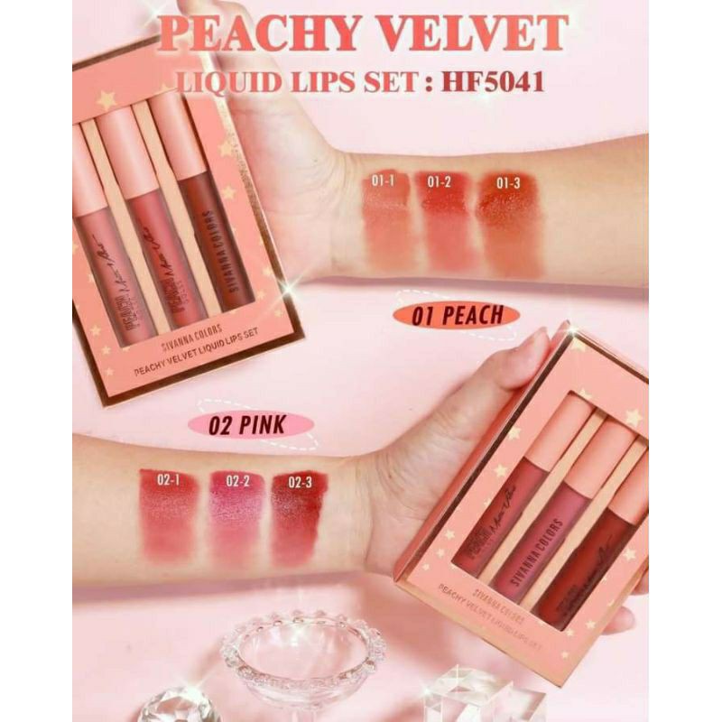 🎀🎀[CHÍNH HÃNG THÁI LAN] SET SON SIVANNA COLORS 3 CÂY PEACHY VELVET LIQUID LIPS THÁI