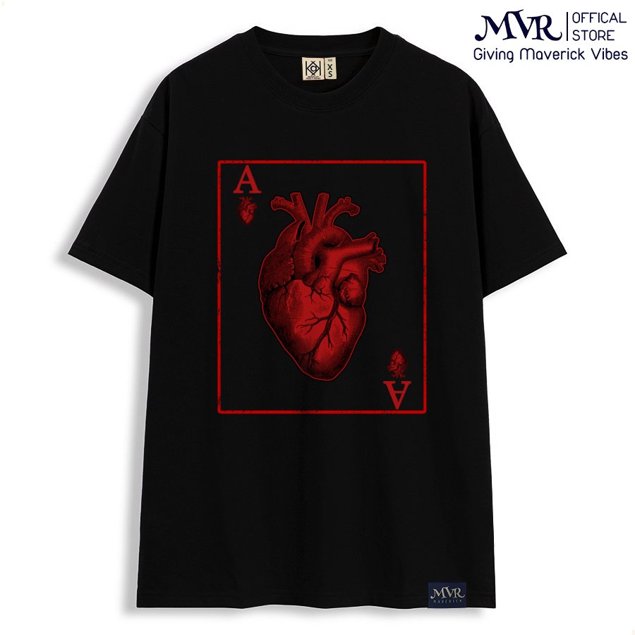 Áo thun nữ tay lỡ Unisex cotton thoáng mát lá bài trái tim phong cách MVR KK4030