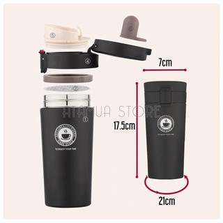 Bình Giữ Nhiệt Pha Cà Phê 2 Nắp Hàn Quốc