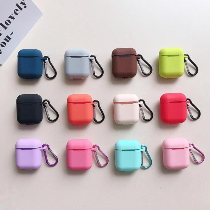 Bao silicon bảo vệ tai nghe Airpods1/ 2, i12 Case đựng airpod, airpod2 kèm móc khóa treo tiện lợi nhiều màu