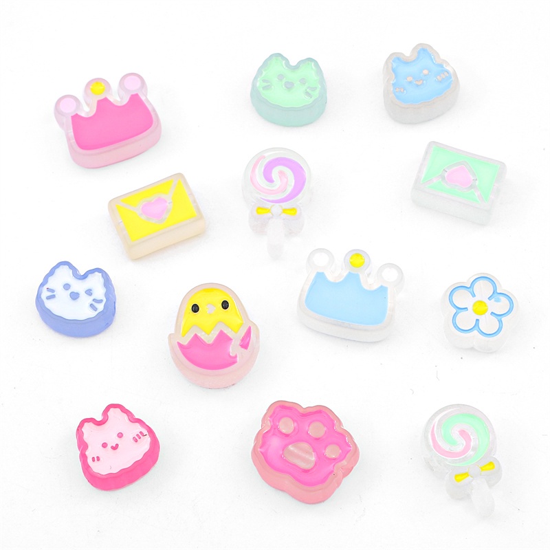 Hạt xỏ BEADIA bằng nhựa acrylic màu đỏ nhiều kiểu dáng dễ thương dùng làm trang sức diy