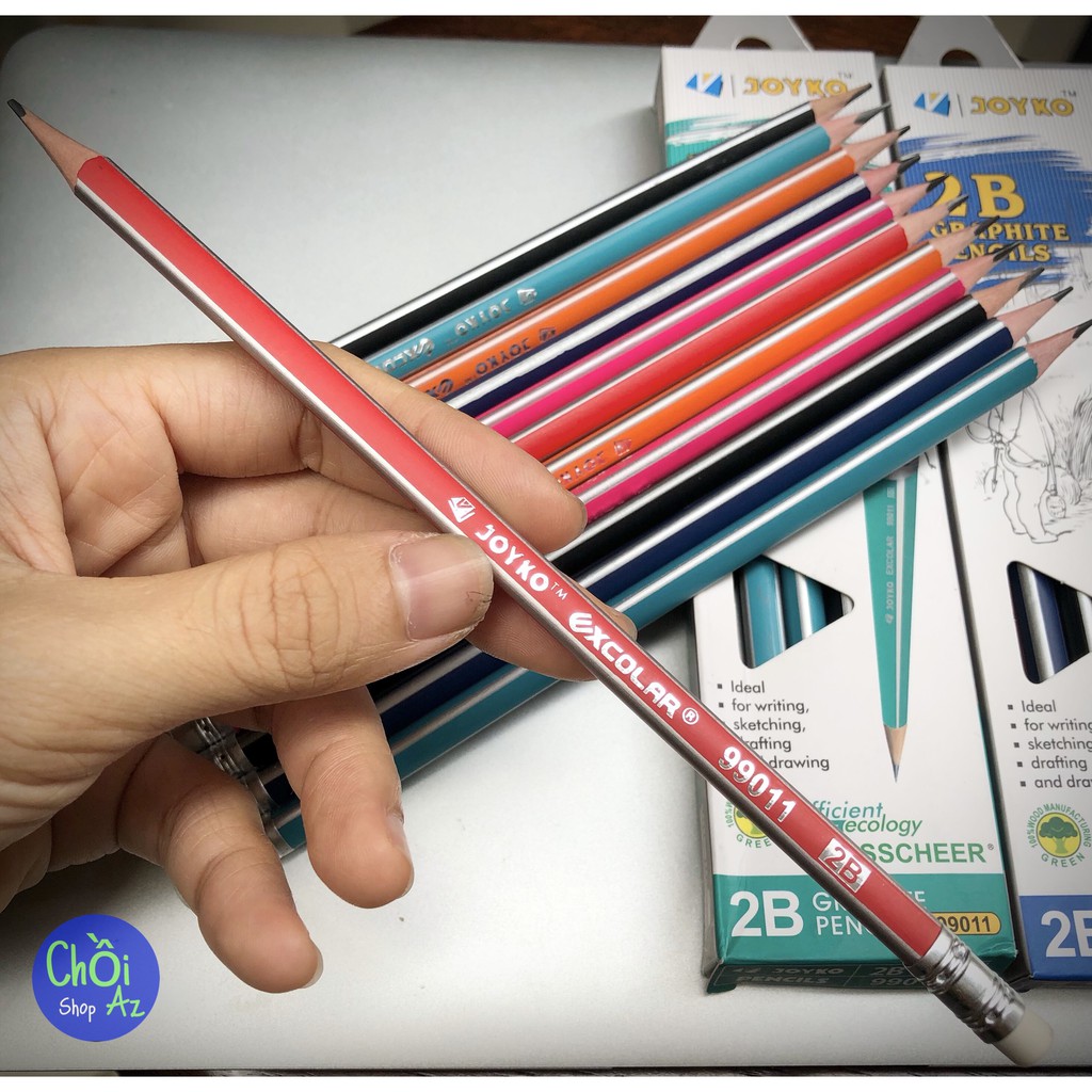 5 cây bút chì joyko 2B nhiều màu sắc 🏆 bút chì học sinh viết chì chồi az shop văn phòng phẩm