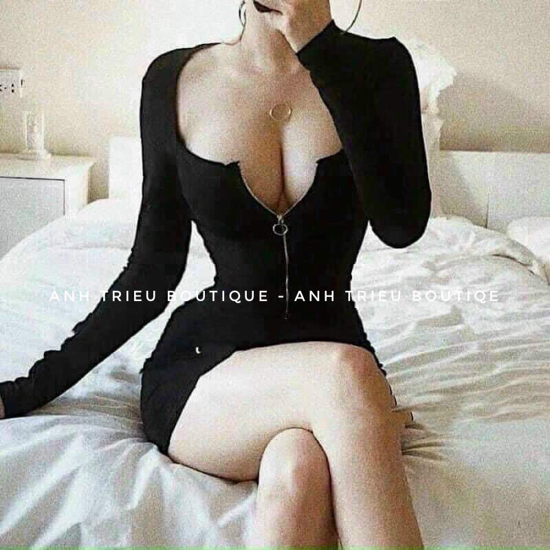 Váy Ôm Body Khóa Thun Zip Hàn Quốc Siêu Co Dãn Cao Cấp | BigBuy360 - bigbuy360.vn