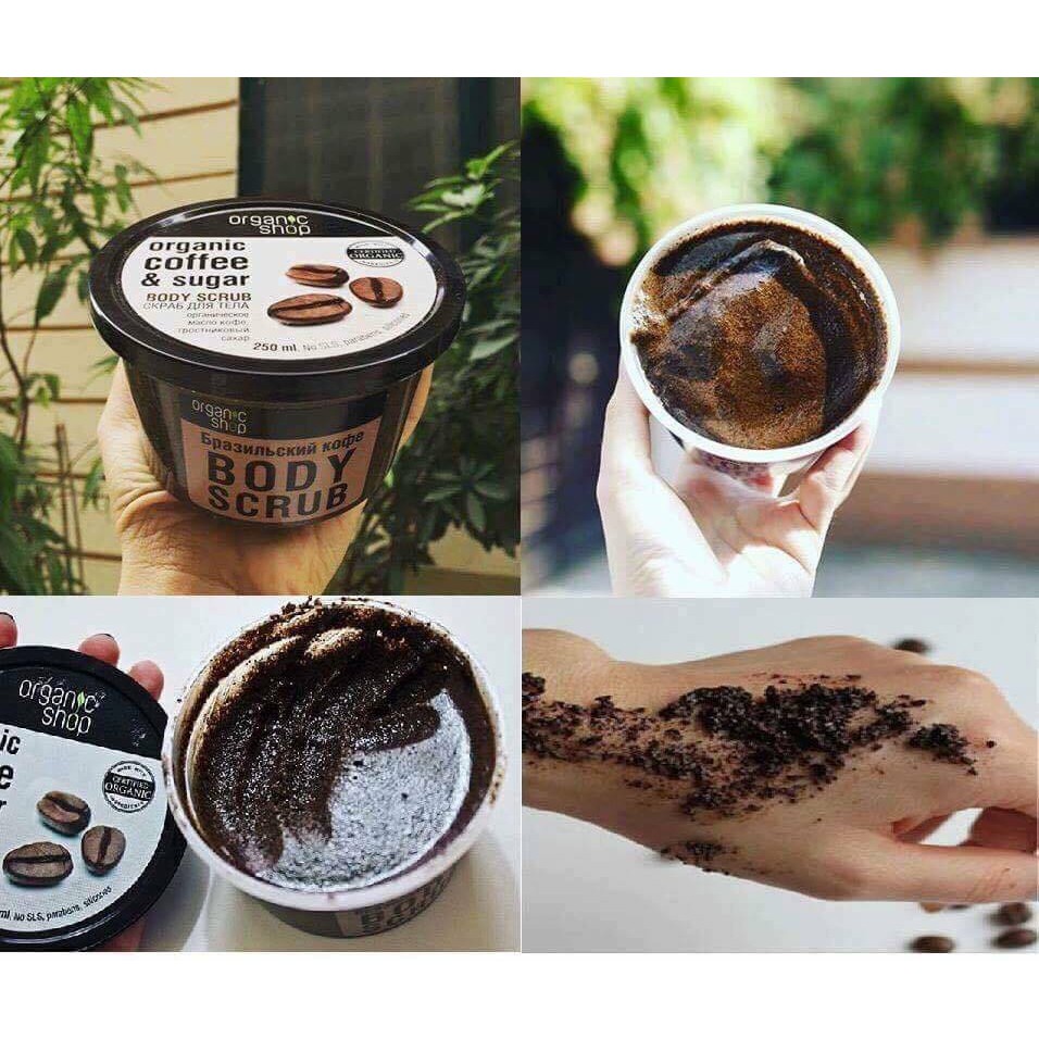 Tẩy da chết body cà phê Scrub Organic Coffe &amp; Sugar 250ml