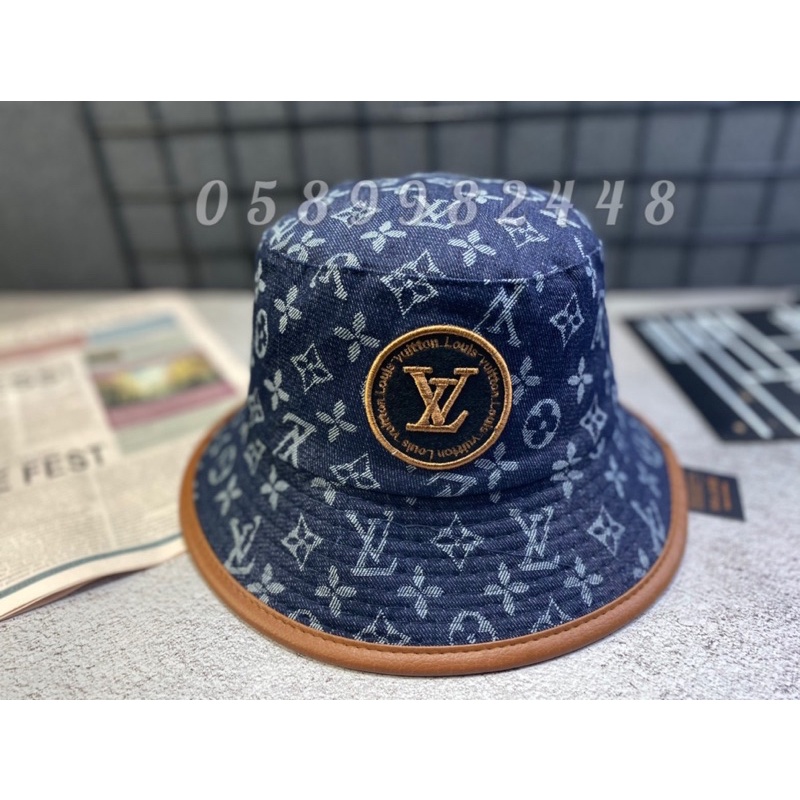 MŨ TAI BÈO JEANS VIỀN DA IN BÔNG XỊN