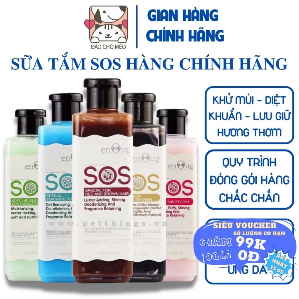 [Mã PET50 giảm 10% - tối đa 50K đơn 250K] Sữa tắm SOS chó mèo 530ml, sữa tắm cho chó mèo hàng chính hãng - Đảo Chó Mèo