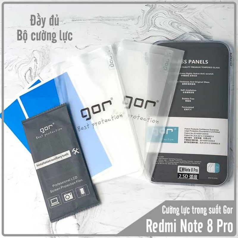 Bộ 2 Kính cường lực Redmi Note 8 Pro - trong suốt không full chính hãng GOR vát 2,5D