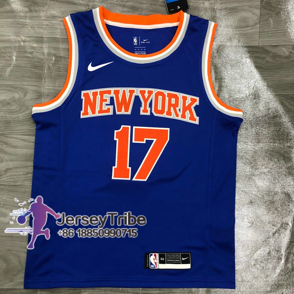 Áo Bóng Rổ Nba New York Knicks Chính Hãng Dành Cho Nam #Áo Bóng Rổ Màu Xanh Dương In Biểu Tượng 17 Jeremy Lin Phong Cách Retro