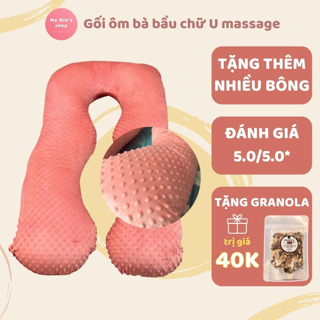 Gối ôm bà bầu chữ U massage cao cấp, gối bầu hút chân không - Mẹ Min's Shop