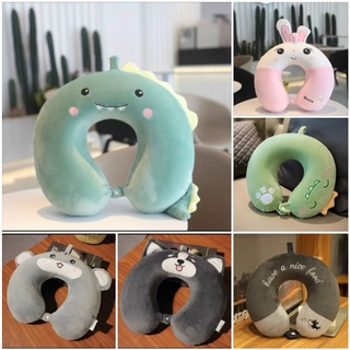 Gối cổ kèm bịt mặt, gối chữ U cao su nguyên khối hình thú ngộ nghĩnh, gối du lịch chống đau mỏi cổ khi đi xe