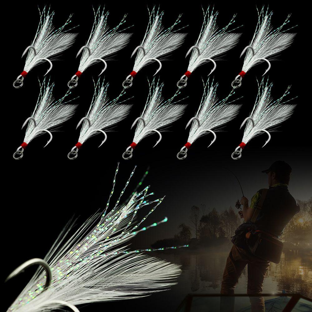 MUVAKO Móc Câu Cá Ba Lưỡi Có Lông Vũ Độ Bền Cao DIY