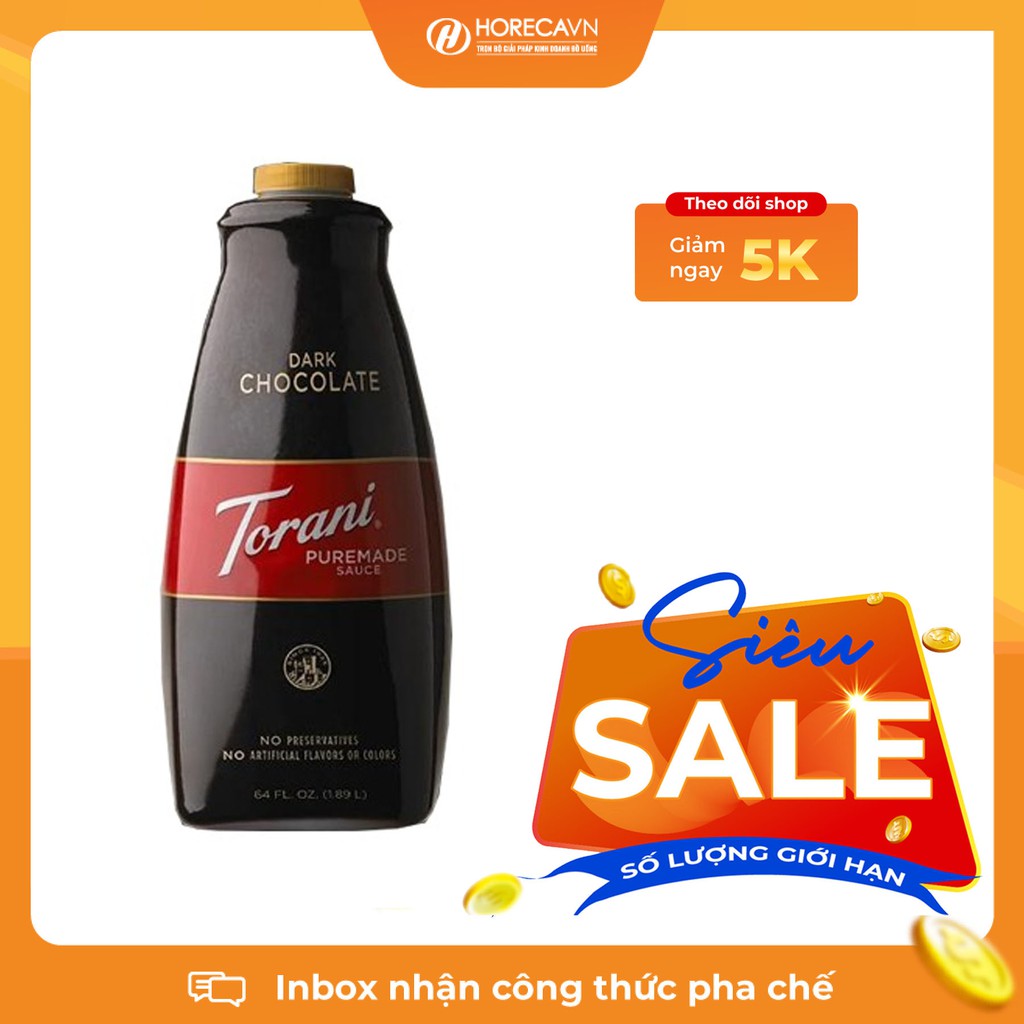 Torani Dark Chocolate Sauce 1890ml - Sốt Socola Đen - SALE SỐC - GIÁ GỐC