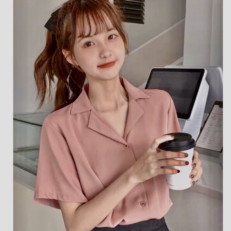 Áo sơ mi kiểu nữ màu Hồng Dâu