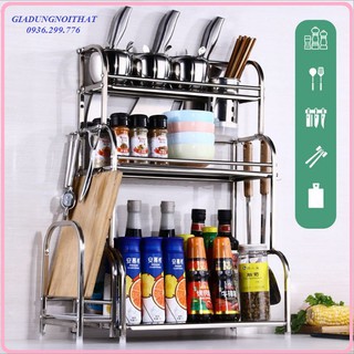 Re0611. 3 kệ gia vị inox 3 tầng có ngăn để thớt ống đũa - kệ đựng gia vị