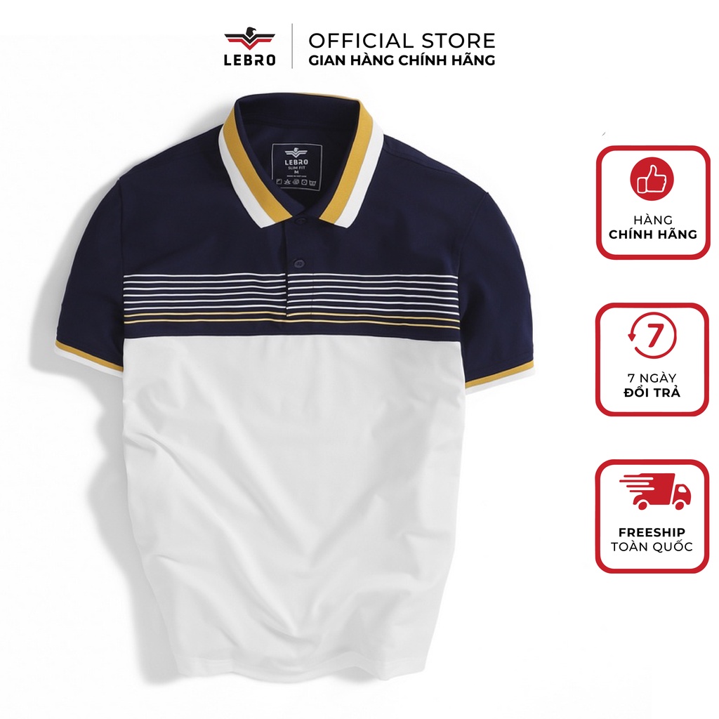 Áo polo nam LEBRO chất vải thun lạnh aircool co giãn thấm hút nhanh không nhăn form slimfit in chữ monster L122APL023