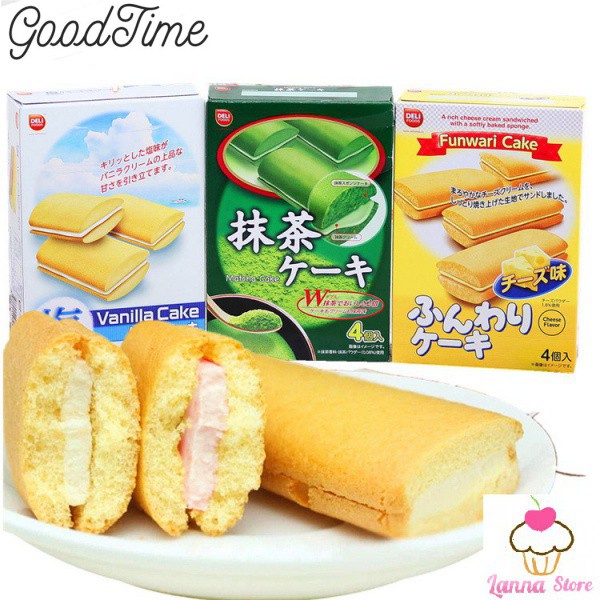  hàng trong kho Bán sỉ giá  đặc  biệtBánh bông lan nhân kem  Funwari Phô Mai / Vani / Trà Xanh - Funwari Cake Cheese Fla