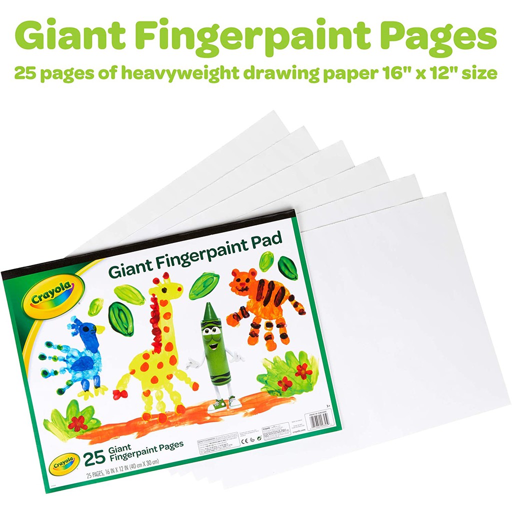 XẤP 25 TỜ GIẤY 30cm x 40cm DÙNG VỚI MÀU VẼ TAY Giant Pads by Crayola Fingerpaint, 16 in. x 12 in., 25 sheets