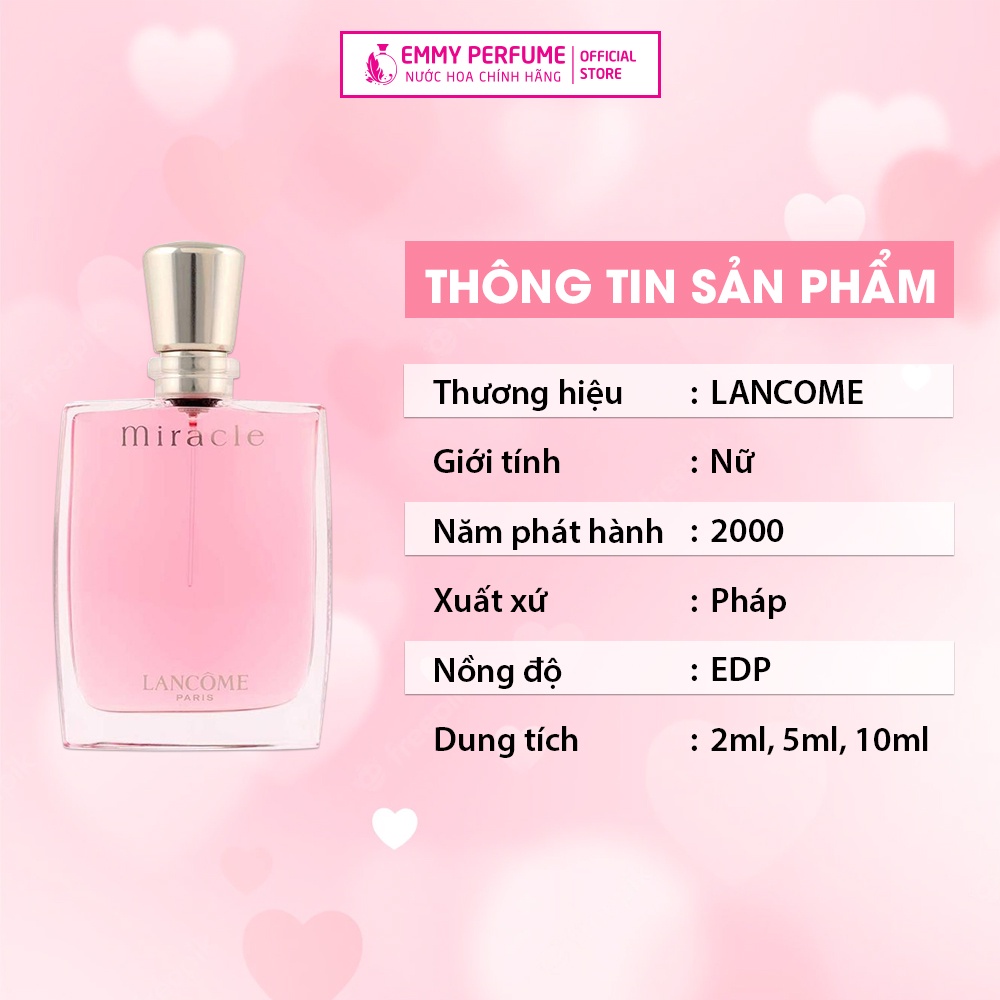 Nước hoa nữ Lancome Miracle Hương thơm nhẹ nhàng Hiện đại, Thanh lịch, Nữ tính EmmyPer