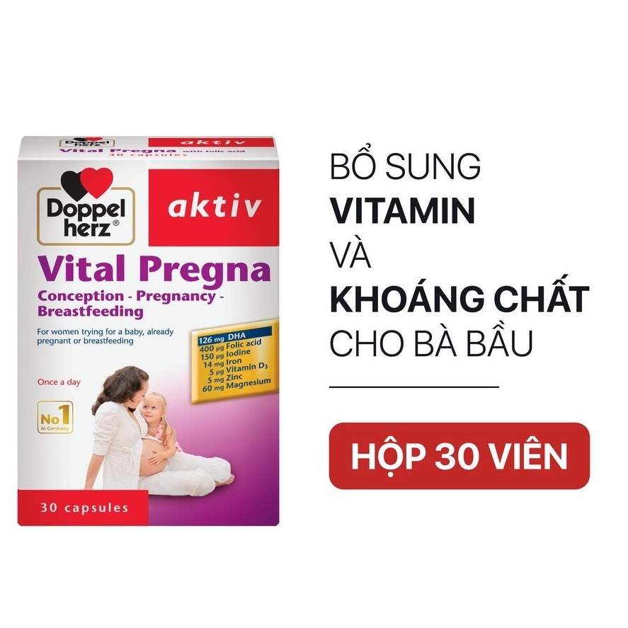 (CHÍNH HÃNG + QUÀ TẶNG) Viên Uống Doppelherz Aktiv Vital Pregna Bổ Sung Vitamin Và Khoáng Chất Cho Bà Bầu - Hộp 30 Viên