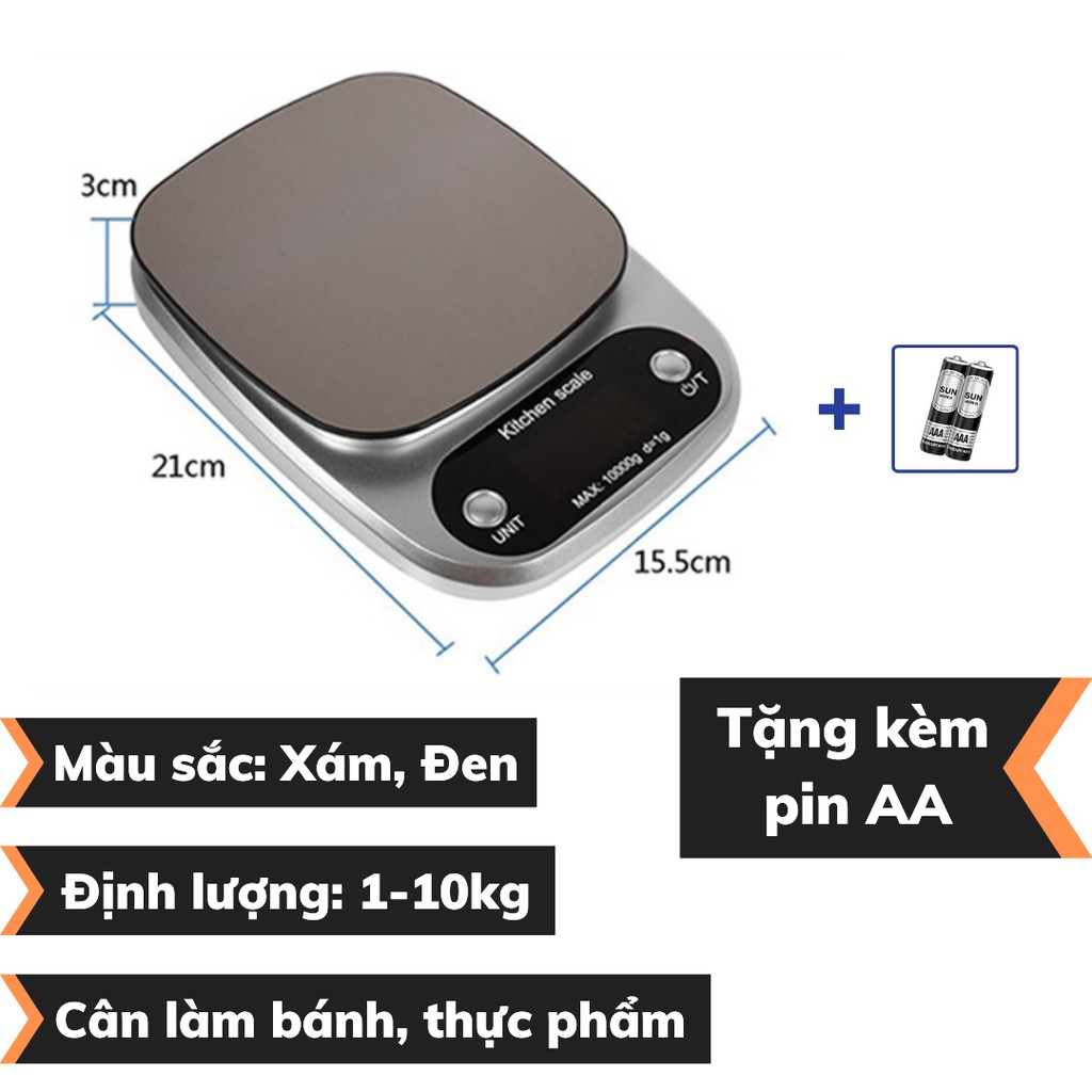 Cân Tiểu Ly Điện Tử Mini định lượng 1-5kg độ chính xác cao WH-B05 cao cấp 3kg làm bánh nhà bếp kèm 2 viên pin AA