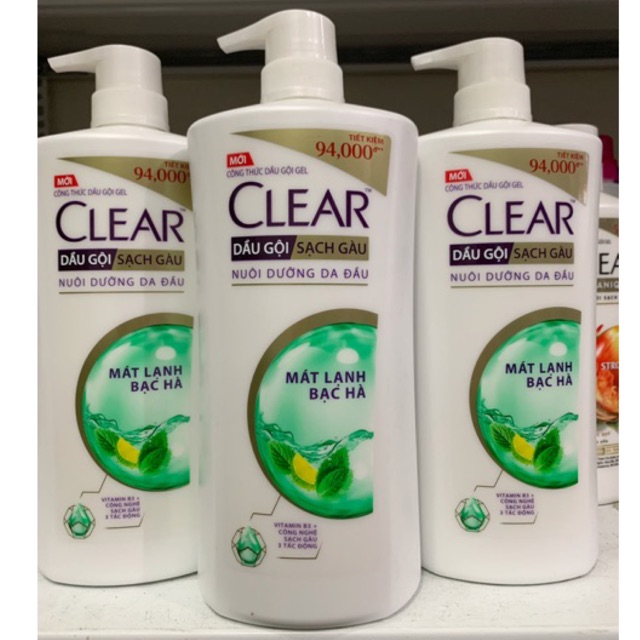  Dầu gội CLEAR mát lạnh bạc hà 880g ( xanh lá)