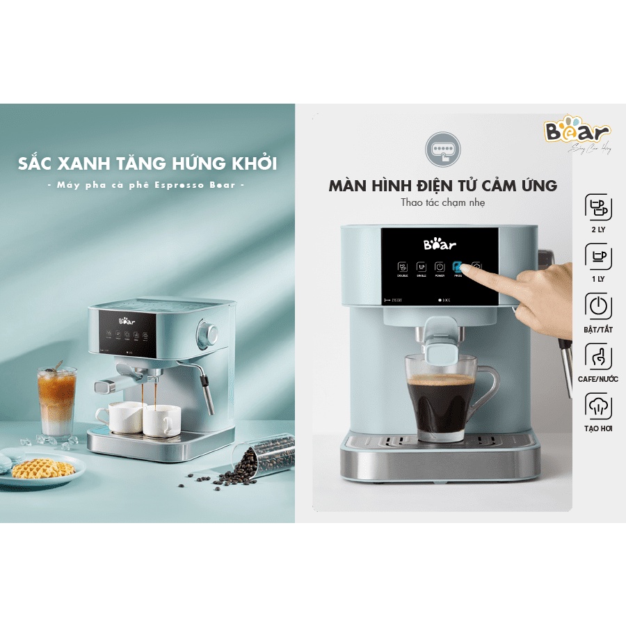 Máy pha cafe Bear cao cấp Espresso đậm vị Italy hàng chính hãng bảo hành 12 tháng KFJ-A15L1 (CF-B15V1)