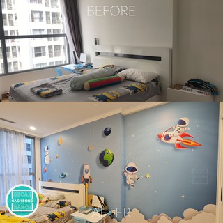 Decal trang trí cho bé 𝐒𝐄𝐓 𝐑𝐨𝐜𝐤𝐞𝐭 𝐟𝐥𝐲𝐢𝐧𝐠 𝐬𝐩𝐚𝐜𝐞