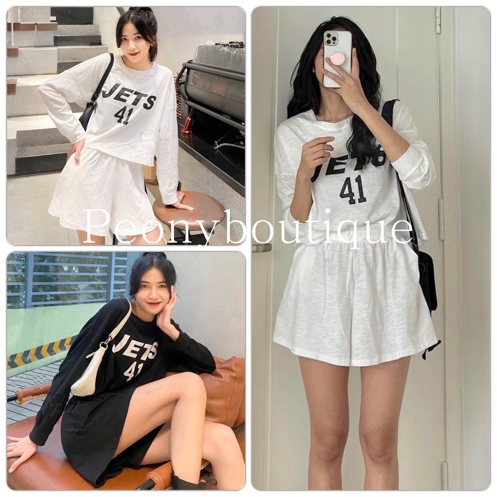 🌸 Bộ đồ quần sooc ống rộng kèm croptop thun xước tay bồng Ulzzang 🌸