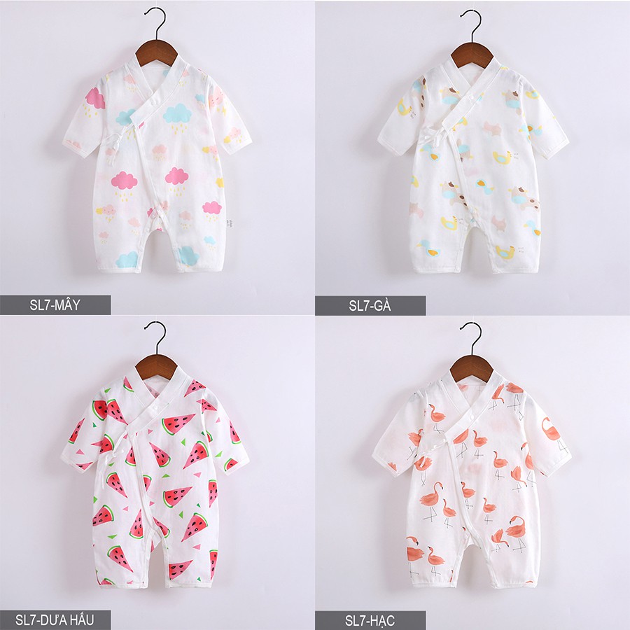 Body yukata Body dài tay vải xô cho bé trai bé gái Hàng Quảng châu xuất Nhật SL07