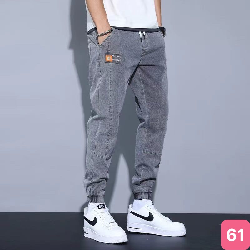 Quần jean jogger nam bo chân màu xám đậm trơn không rách gối cao cấp co dãn 4 chiều, rin lưng thun đẹp 10AD30