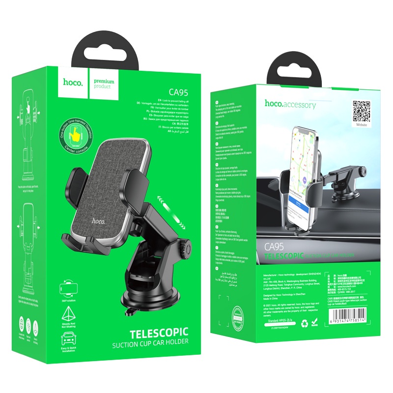 Giá Đỡ Điện Thoại Hoco CA95 Trên Ô Tô - Giá Để Điện Thoại CA95 Ô Tô Hút Chân Không Dán Kính Xe Hơi Xoay Độ