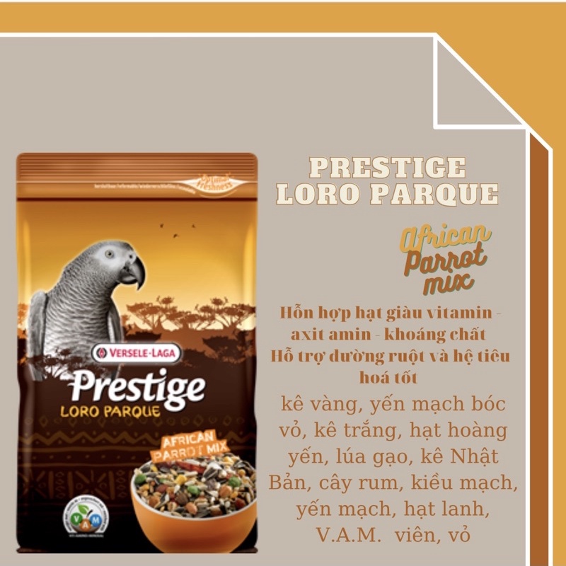 Hạt Trộn Hỗn Hợp Prestige Loro Parque ( Xám và Cokatoo ) - 1KG