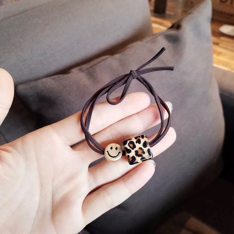 Dây Buộc Tóc Cao Su Co Giãn Mặt Vuông In Họa Tiết Da Báo Phong Cách Hàn Quốc 2022