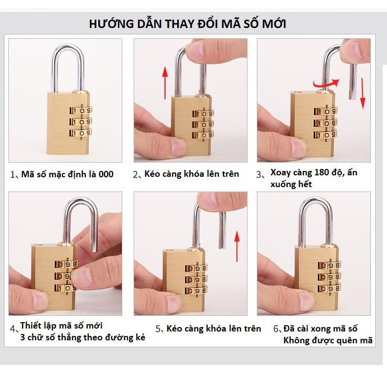 KHÓA MÃ SỐ MINI BẰNG ĐỒNG THAU CÓ THỂ ĐỔI ĐƯỢC MÃ - Ổ KHÓA MỞ BẰNG MÃ SỐ KHÔNG CẦN CHÌA