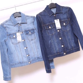 Áo khoác jean denim cổ bẻ 2 túi loại đẹp cho nữ
