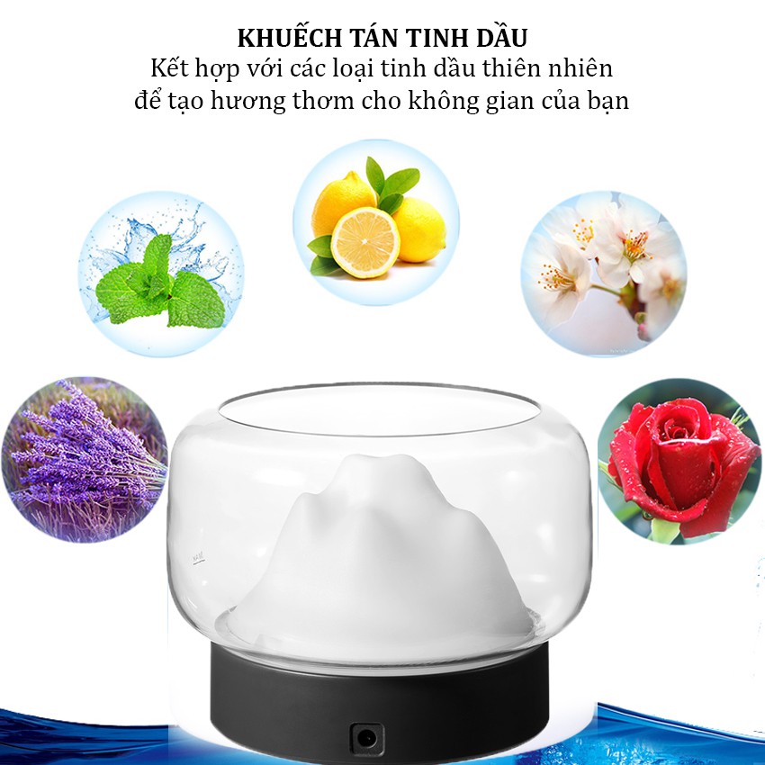 Máy Xông Tinh Dầu Sử Dụng Công Nghệ Siêu Âm Có Phun Sương Tạo Ẩm Hình Núi Tuyểt Dung Tích 400ml