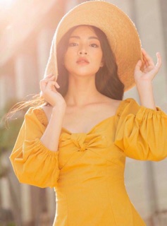 Váy đũi cổ nơ tay bồng