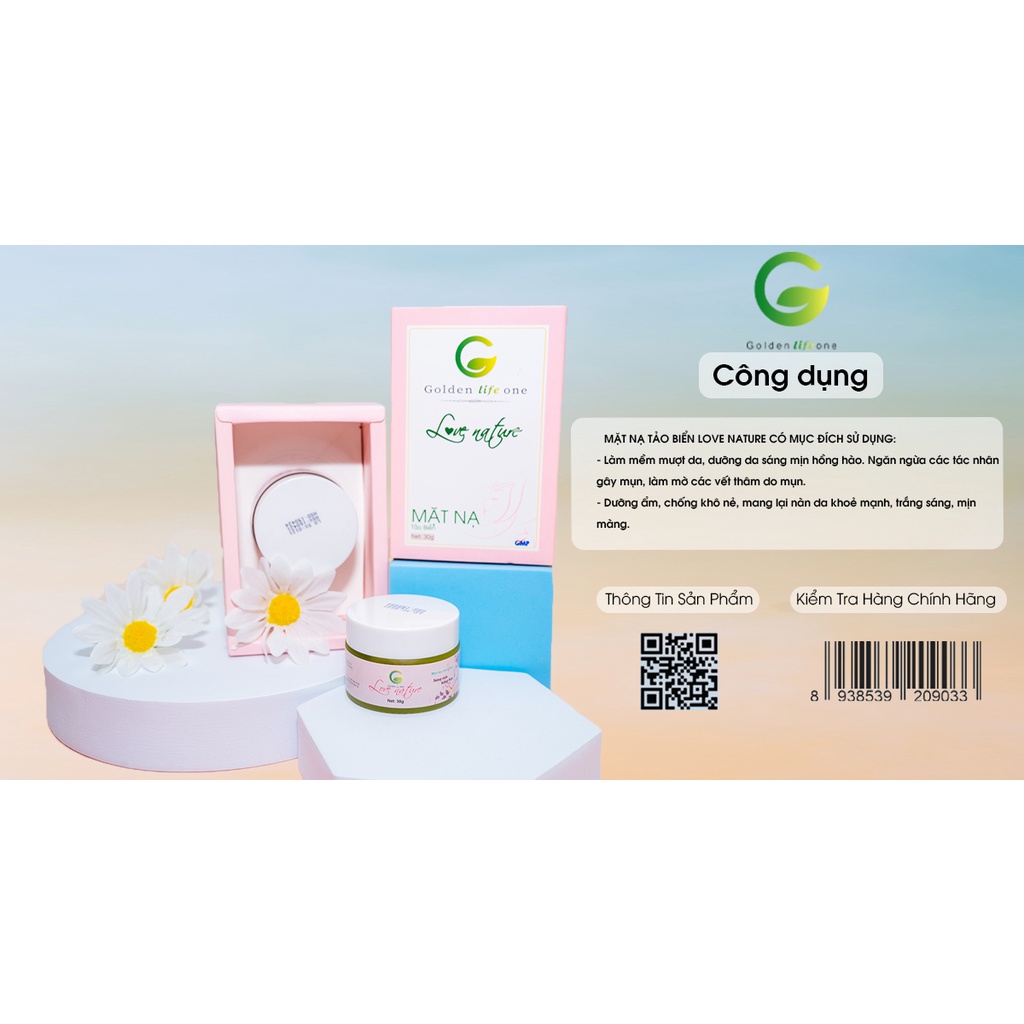 [HÀNG CAO CẤP - CHÍNH HÃNG] MẶT NẠ TẢO BIỂN LOVE NATURE TỪ GOLDEN LIFE ONE: HỘP 1 LỌ 30G