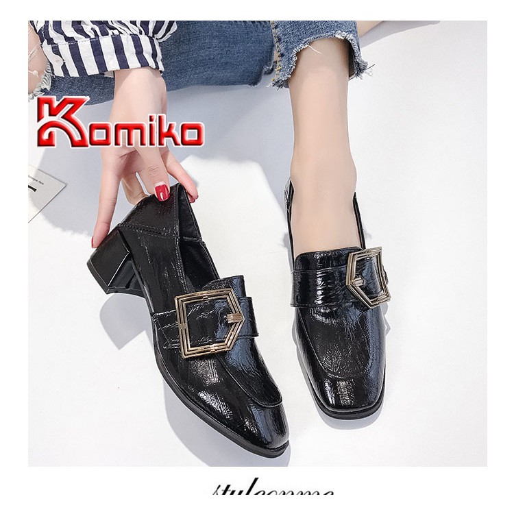 [SIÊU PHẨM 2019] Giày nữ cao gót đế vuông da bóng cao cấp - KOMIKO_shoes