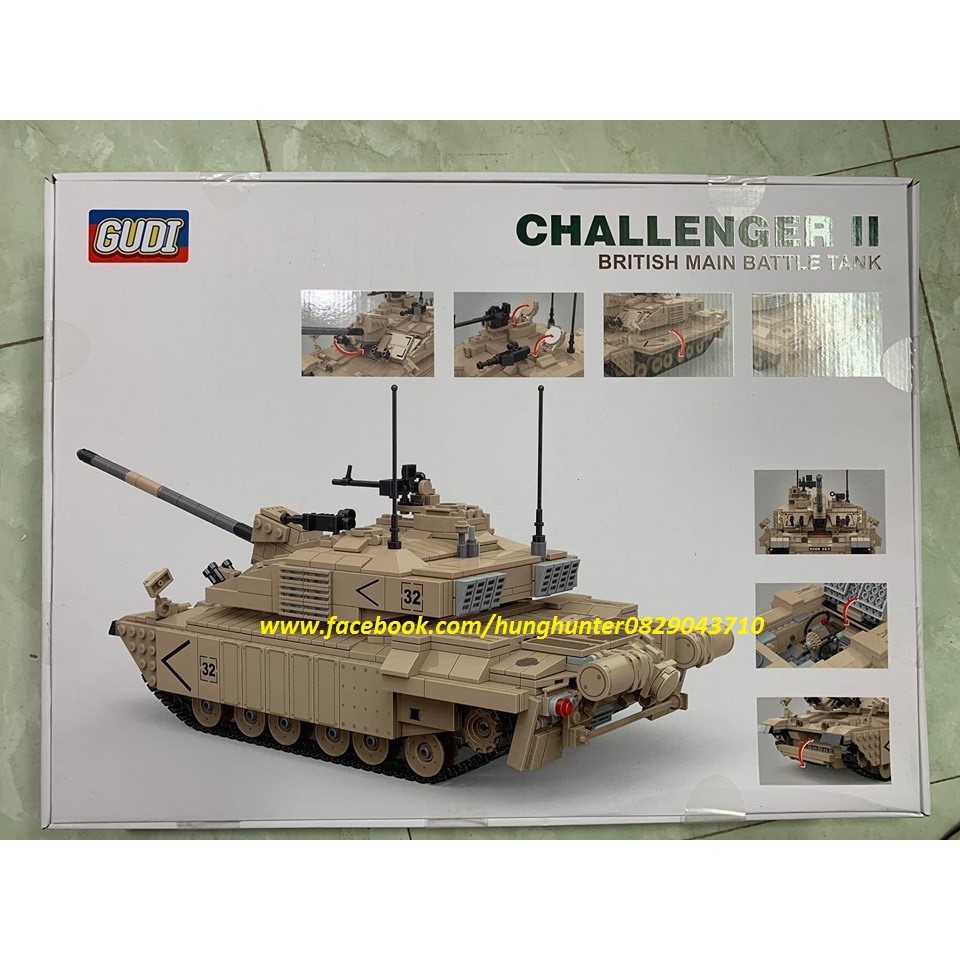 Lego Army Modern War Gudi 6108 bộ lắp ráp Xe Tank Chalenger II của Anh