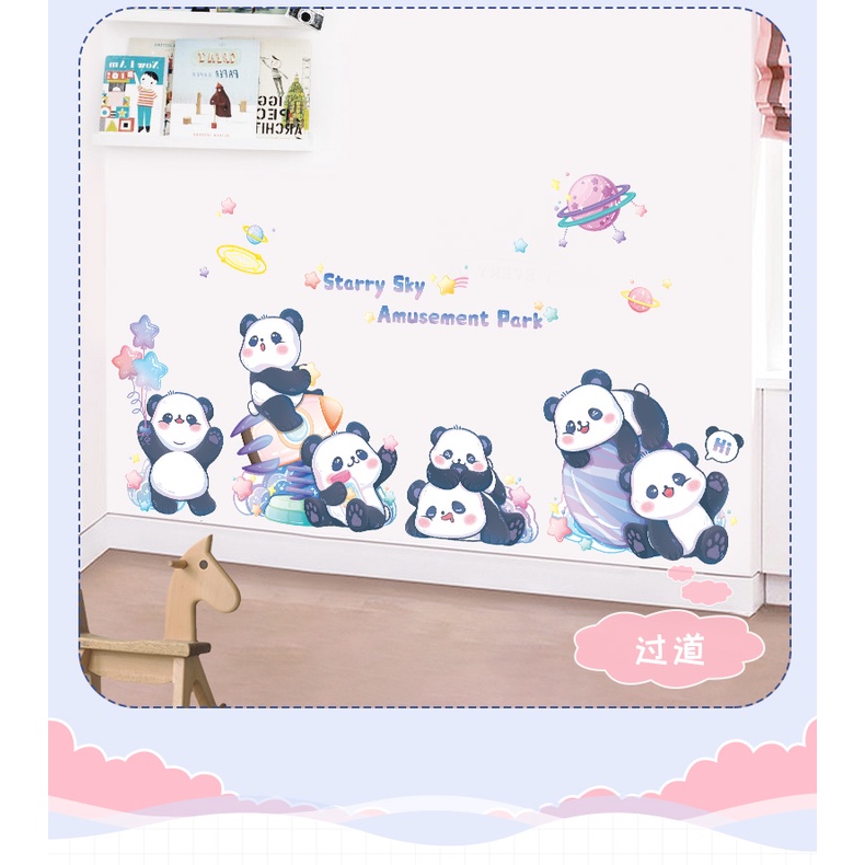 Decal dán tường ĐỘI GẤU TRÚC VUI VẺ  - Trang trí phòng bé