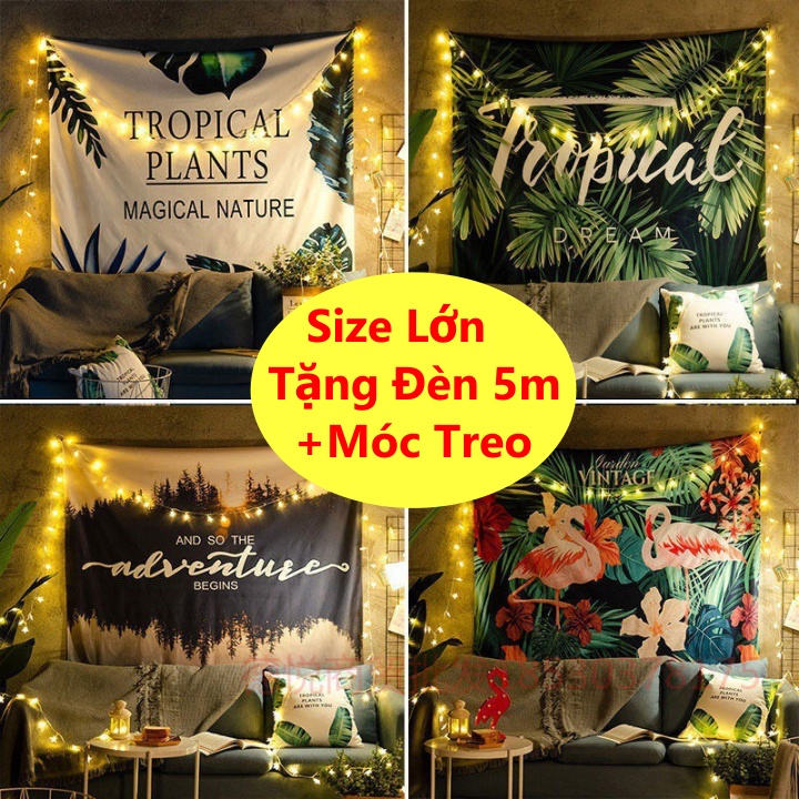 Thảm Treo Tường Trang Trí Phòng Ngủ - Tranh Vải Decor Vintage 1m3x1m5 Nhiều Mẫu [TẶNG ĐÈN 5M + MÓC TREO]