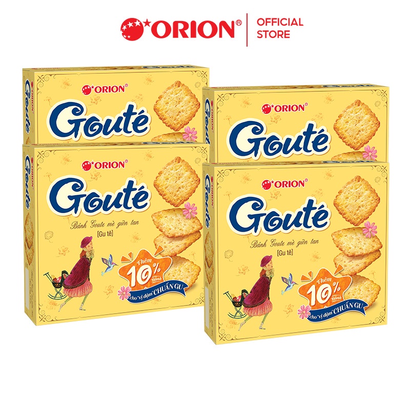 Combo 4 hộp bánh Orion Goute mè giòn tan (316,8g x 4) (giao màu ngẫu nhiên)