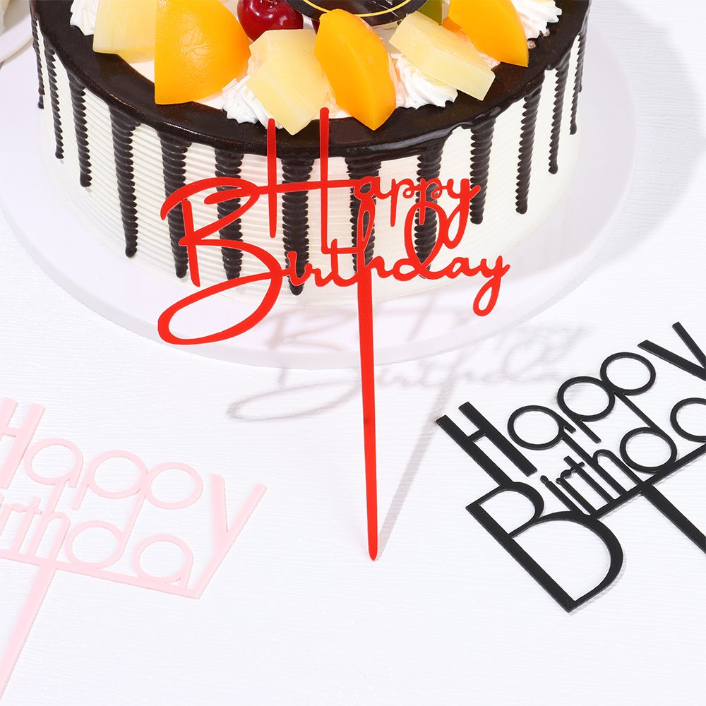Phụ kiện trang trí bánh kem hình chữ Happy Birthday bằng acrylic tráng gương DIY